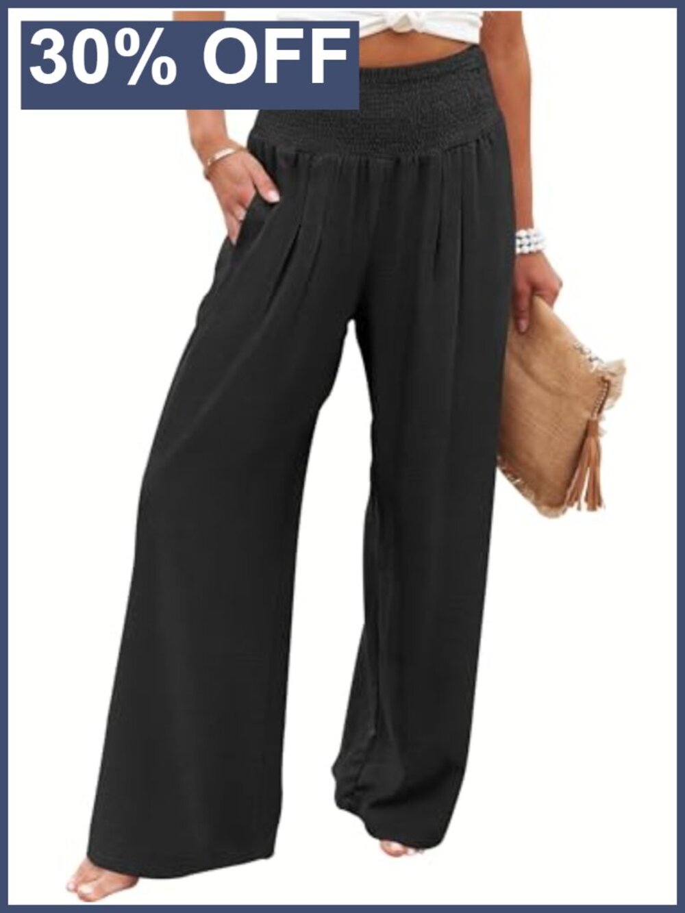 Women's Wide Leg Palazzo Pants with Pockets High Waist Loose Casual Summer